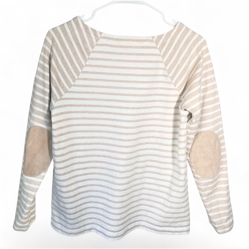 Vineyard Vines Women’s Long Sleeve Top Shirt Heather Suede Elbow Stripe Cotton S